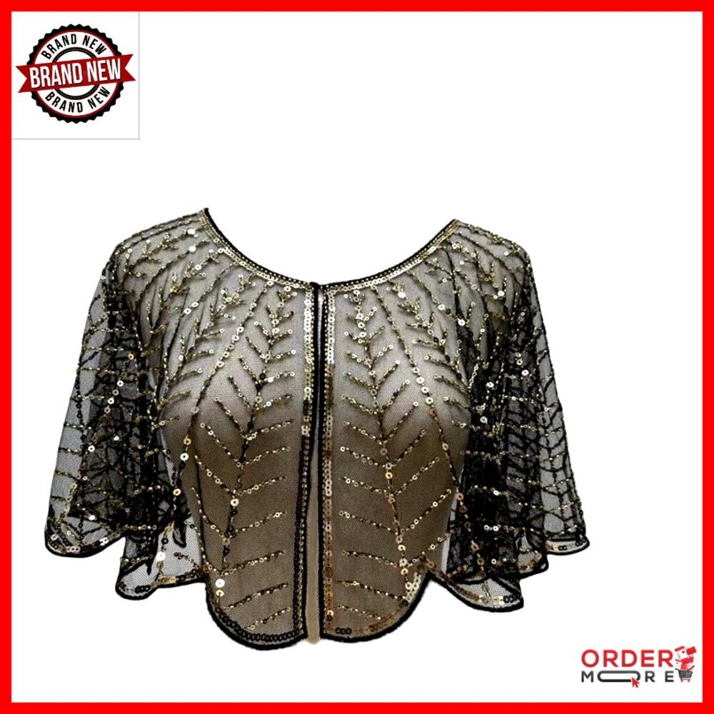 Handmade Sequin Beaded Evening Shawl Wrap for Dresses One Size